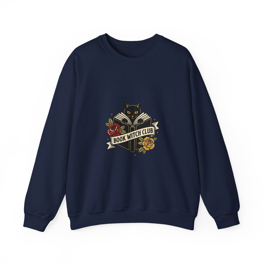 Book Witch Club Sweatshirt | Traditional Tattoo Flash, Black Cat & Roses