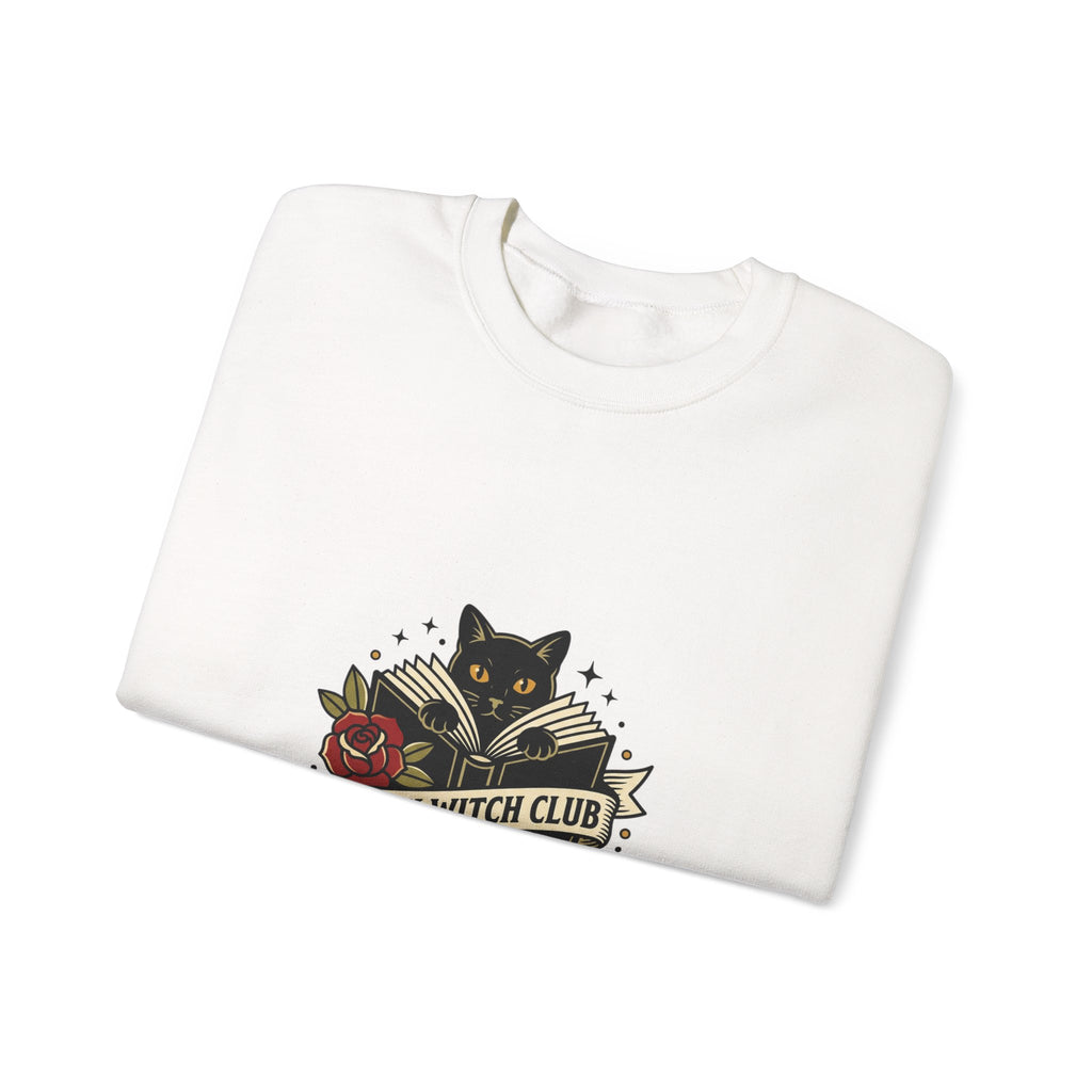 Book Witch Club Sweatshirt | Traditional Tattoo Flash, Black Cat & Roses
