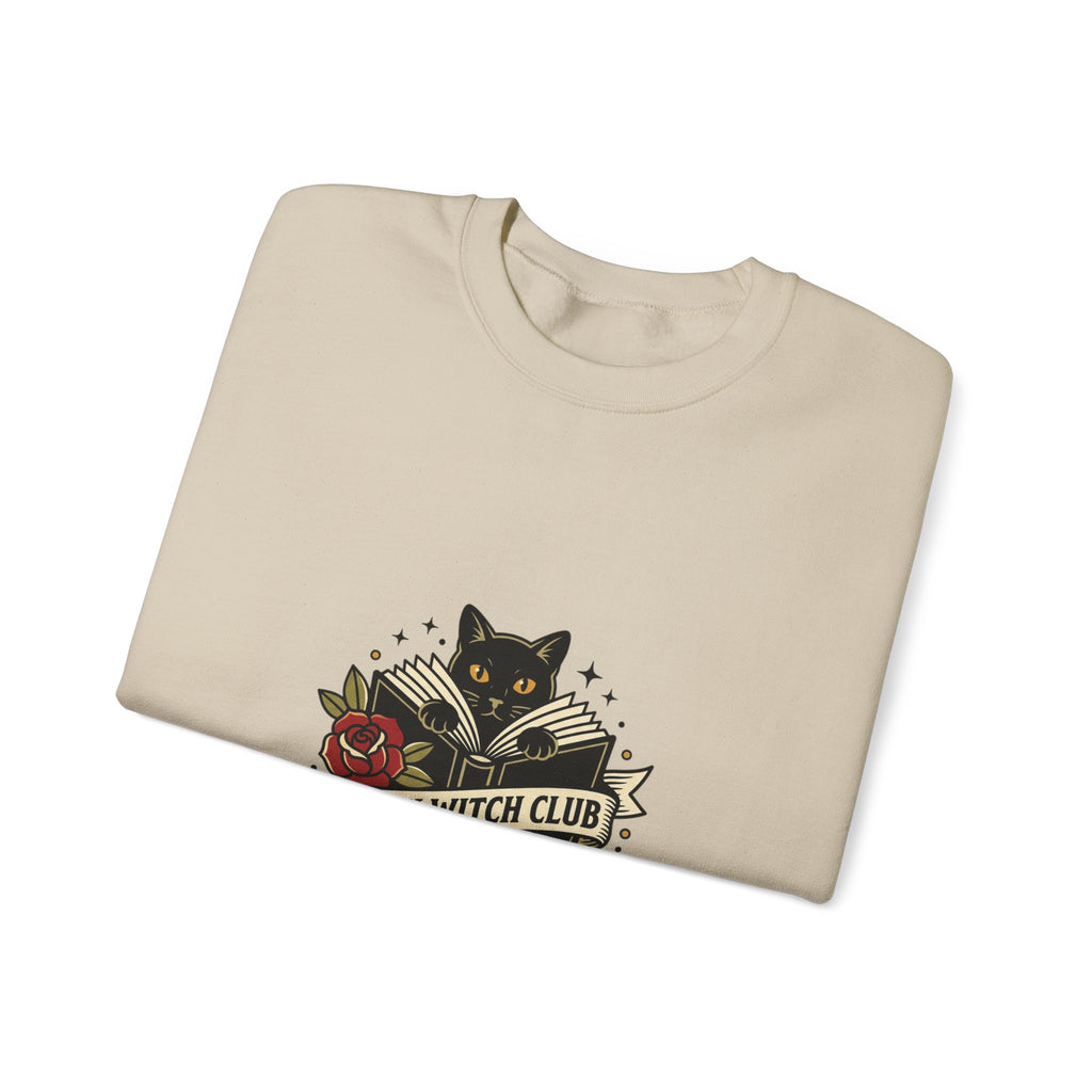 Book Witch Club Sweatshirt | Traditional Tattoo Flash, Black Cat & Roses