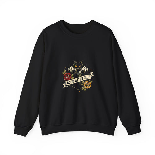 Book Witch Club Sweatshirt | Traditional Tattoo Flash, Black Cat & Roses
