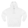 Minimal White Fleece Hoodie — Subtle Tiny Front Text