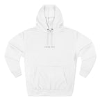 Minimal White Fleece Hoodie — Subtle Tiny Front Text