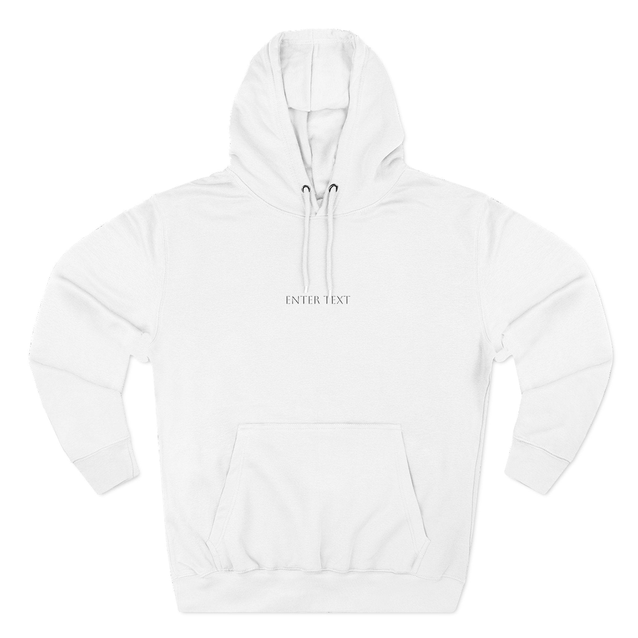 Minimal White Fleece Hoodie — Subtle Tiny Front Text