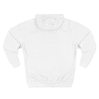Minimal White Fleece Hoodie — Subtle Tiny Front Text