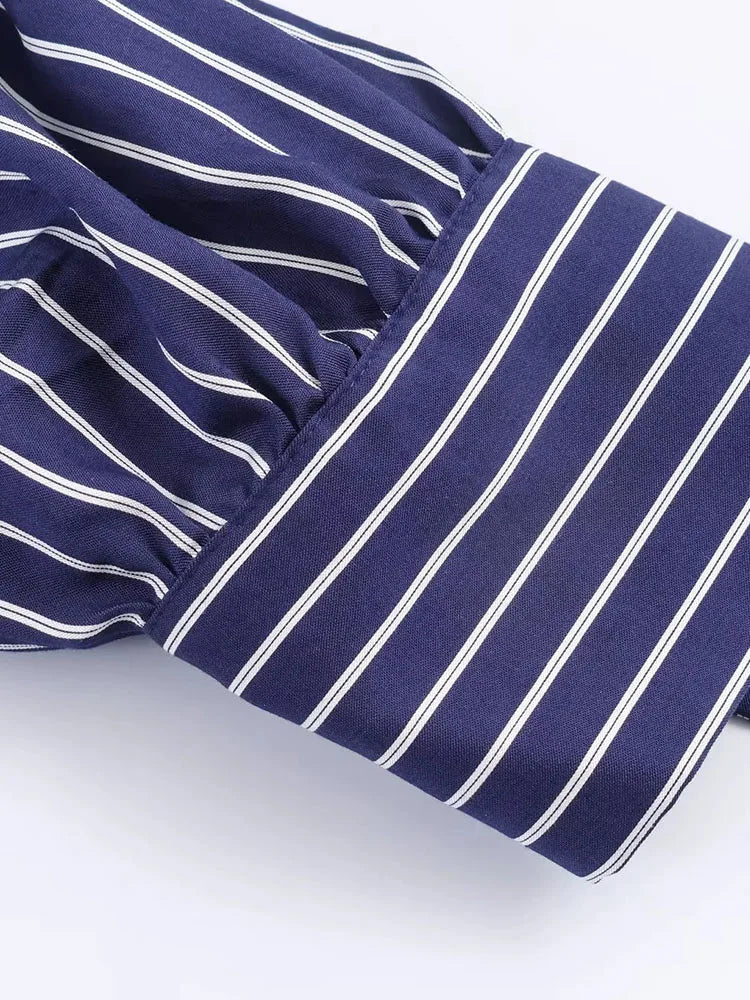 Women Striped Loose Shirt For Women Casual Turndown Collar Single Breasted Long-sleeve Blouse New Summer Office Lady Shirts