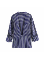 Women Striped Loose Shirt For Women Casual Turndown Collar Single Breasted Long-sleeve Blouse New Summer Office Lady Shirts