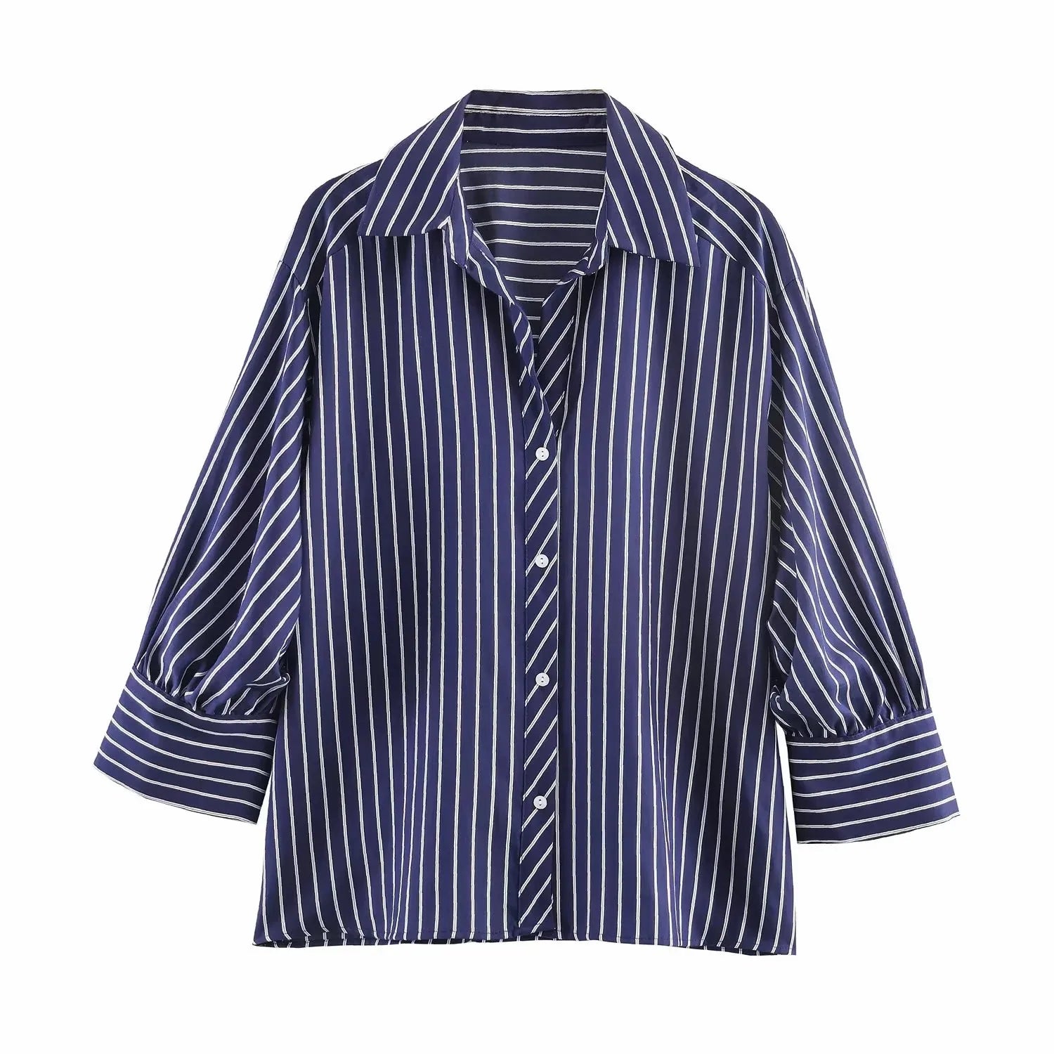 Women Striped Loose Shirt For Women Casual Turndown Collar Single Breasted Long-sleeve Blouse New Summer Office Lady Shirts