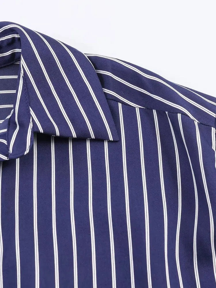 Women Striped Loose Shirt For Women Casual Turndown Collar Single Breasted Long-sleeve Blouse New Summer Office Lady Shirts